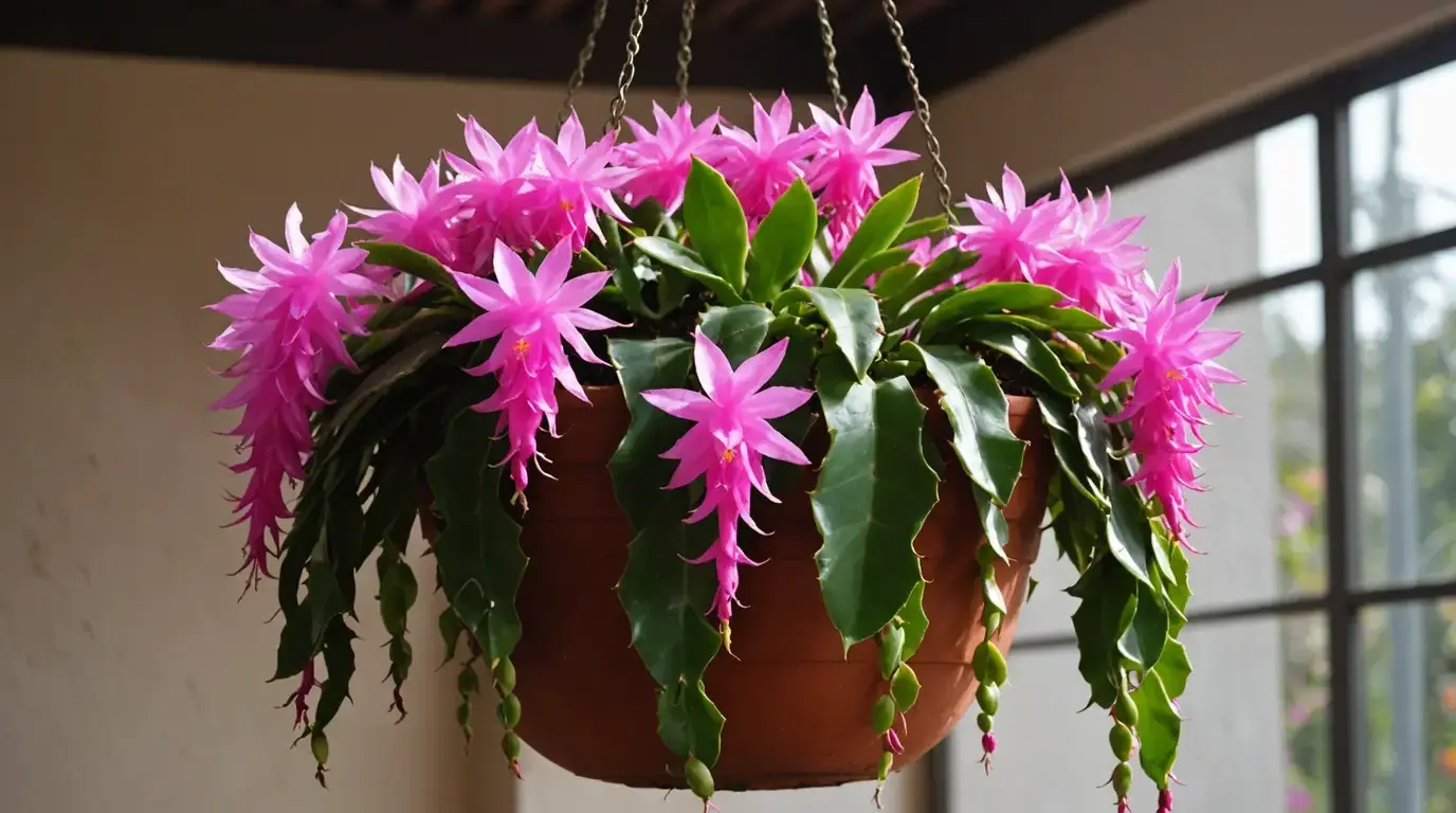Flor de maio florida em vaso suspenso