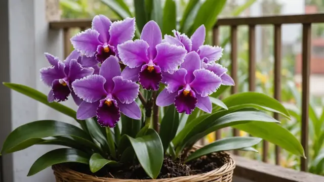 Flor de orquídea cattleya lilás de perto